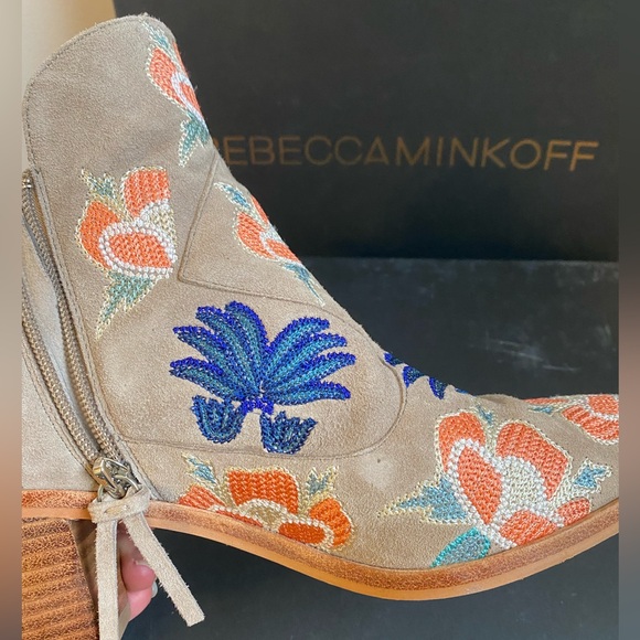 Rebecca Minkhoff Embroidered Suede Booties - Picture 5 of 6